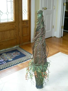 NDI Faux Floral Natural Decorations Topiary Grapevine Feathers Olive Branch Bask - Picture 1 of 12