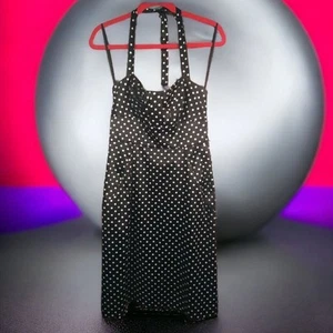 Donna Ricco Size 8 Halter Polka Dot Dress – Rockabilly Vibes, Fitted Bodice - Picture 1 of 8