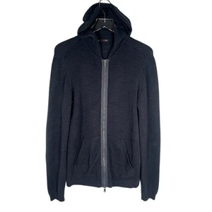 John Varvatos Star USA Herren Full Zip Hooded Knit Jacket S Blue Elbow Patch - Bild 1 von 8