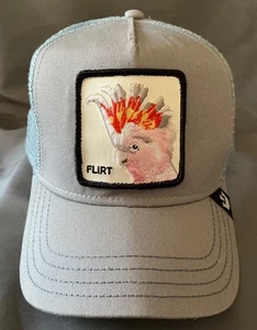 NEW Goorin Bros The Farm Big Flirty Bird Trucker Hat Ball Cockatoo Gray/Blu OS - Picture 1 of 6