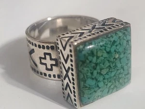 Silpada Sterling Silver Ring R1324 Square Turquoise sz 8 Southwestern Band - Picture 1 of 5