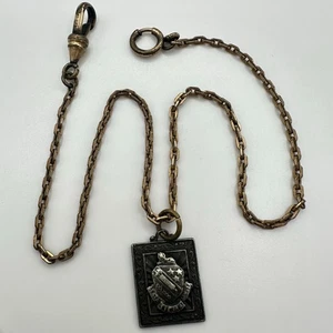 HFB Antiguo Victoriano Oro Relleno Reloj Soporte Chaleco Cadena 10.75” Dije Esterlina - Imagen 1 de 8