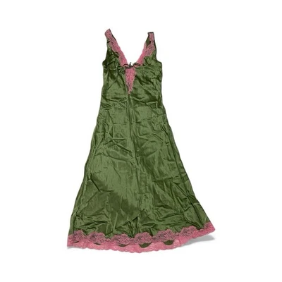  Vestido Victoria’s Secret Vintage Seda Sin Mangas Usado en Excelente Condición Talla Mediana Verde Rosa Foto 1 de 4