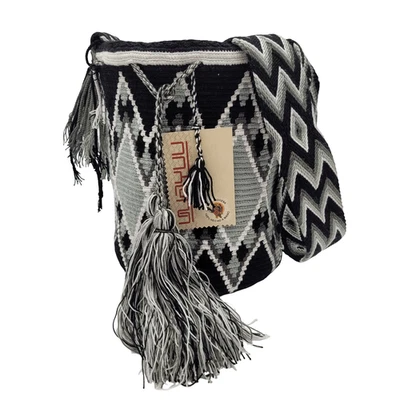 Colombiana 🇨🇴 Hecho a Mano Grande MUCHOS COLORES Wayuu Tribe Mochila Bucket Bolso Boho Foto 1 de 4