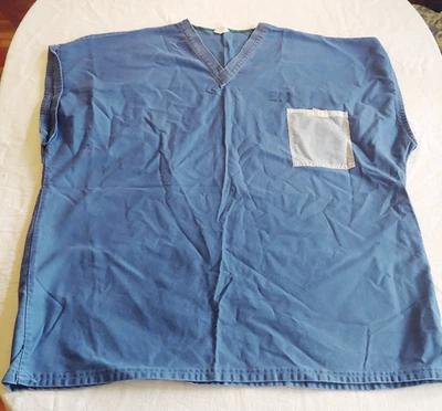 Vintage- Men's Medical Denim Scrub Top Short Sleeve -Plus Size 2XL - Image 1 of 4