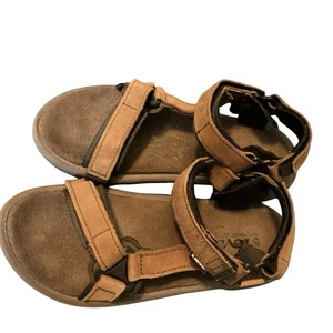 Teva Sport Sandals Hiking Walking Men’s Size 9 Brown Leather Outdoors Summer - Picture 1 of 11