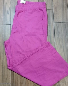 St John's Bay Women's Plus Size 3X Linen Blend Wide Leg Pants Cool Fuchsia - Picture 1 of 11