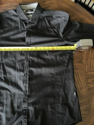 Hugo Boss Slim Fit Black Button Down Dress Shirt White Dots Men’s Large - Image 1 of 4