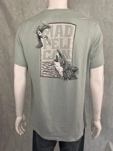 Mad pelican men’s Size XL graphic Shark Attack Pelican Fishing Tee Seafoam Green - Picture 1 of 14