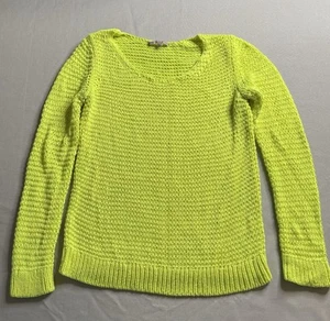 GAP Bright Neon Green Open Weave Knit Wool Sweater Size MEDIUM - Picture 1 of 9