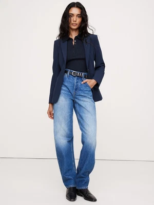 Blazer para mujer Banana Republic ajustado refinado nuevo con etiquetas en azul marino hiper talla 2 $200 Foto 1 de 4