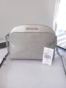 Michael Kors Bag Silver Glitter Crossbody Womens - Picture 1 of 18
