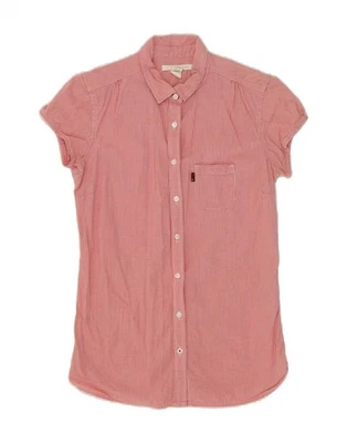 Camisa manga corta LEVI'S UK 10 pequeña roja guinga algodón CG14 para mujer Foto 1 de 3