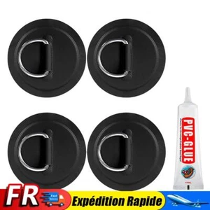 4Pcs Surfboard Dinghy Boat PVC Patch D Rings Patch for Inflatable Boat (Black) - Photo 1/8