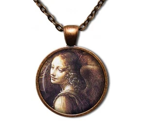 DaVinci's Angel The Virgin of the Rocks Vintage Art Handmade Pendant Necklace - Picture 1 of 10