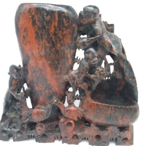 SHOUSHAN STONE CARVING CHINESE WITH 2 VASES MONEYS AND PHEASENTS - Picture 1 of 9