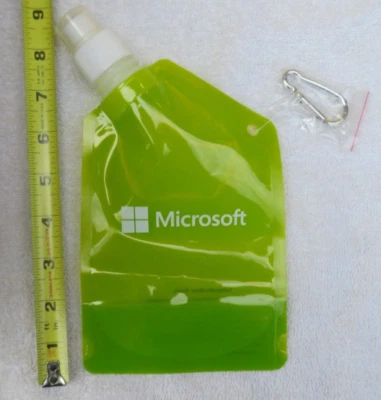 Rare - NOS - Promotional - Microsoft Collapsible Water Bottle - Lime Green - Image 1 of 4