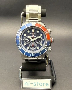 SEIKO Prospex V175-0AD0 Chronograph Pepsi Divers Solar Qz 42mm Watch - Rank B+ - Picture 1 of 17