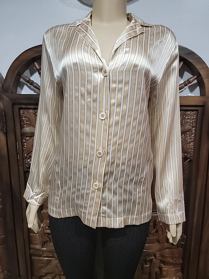 LA PERLA Malizia DORADO/MARFIL 100% Seda Botón Dormir Talla 1 XS Camisa PJ Vestido #W4 Foto 1 de 4