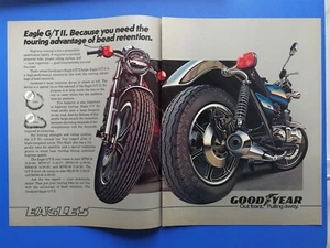 Neumáticos de motocicleta Goodyear G/T II de colección 1980 - Anuncio a color original de dos páginas - Imagen 1 de 1