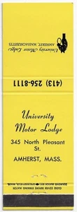 Cubierta de colección Matchbook University Motor Lodge Amherst Mass. Fecha 1974. - Imagen 1 de 3