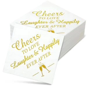 200 Pcs Wedding Napkins For Reception Disposable Bridal Shower Napkins Gold Foil - Picture 1 of 7
