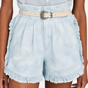 NWT Sea NY Daryl Bleached High Rise Ruffle Hem Denim Shorts Size 10 - Picture 1 of 5