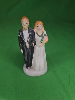 Bride & Groom Cake Topper Vintage - Hand painted, Japan - DB - Image 1 of 3