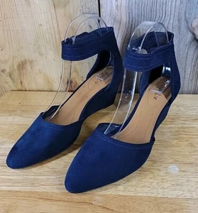 Style And Co Women's Yarah Faux Suede Wedge Dress/Office Shoes Size 8M Blue - Picture 1 of 8