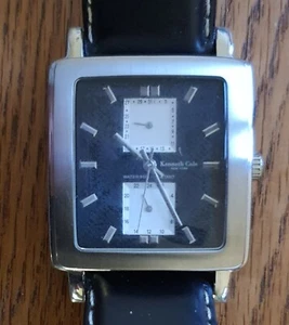 Kenneth Cole New York Mens Chronograph Watch Black Face White Dials Black Strap - Picture 1 of 9