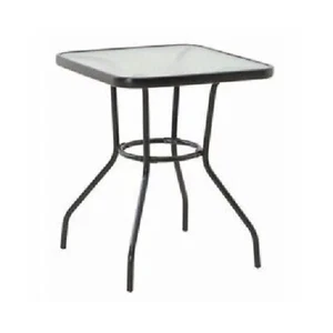 Four Seasons Courtyard Sunny Isles Tempered Glass Top Patio Dining Table, Black - Picture 1 of 7