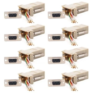 8 Pcs DB 9 RS232 Serial DB9 Female to RJ45 8P8C Network Modular Adapter Ivory - Picture 1 of 4