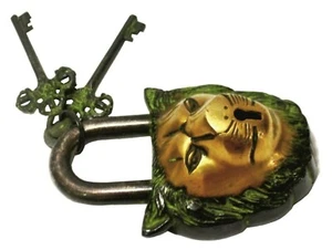 Lion Door Lock Antique Vintage Style Solid Brass Handcrafted Padlock Home Décor - Picture 1 of 6
