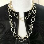 Chunky Chain Necklace Multi Strand Gold Tone Boho Flapper Career Jewelry 47”