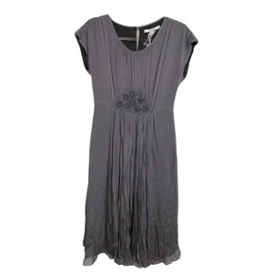 NEW $198 BODEN 100% VISCOSE PEWTER JEWELED GEORGETTE DRESS WH581 - SIZE US 4 L - Picture 1 of 8