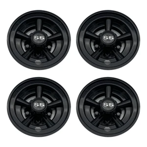 Golf Cart Hub Caps Set 8'' Wheel Covers Cap BLACK SS Club Car Yamaha EZGO Golf B - Picture 1 of 5