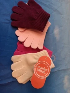 2 pks of 2 Pair Wonder Nation Kids Gloves Stretch Knit Pink Cream over 24 months - Picture 1 of 1