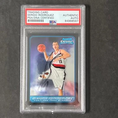 2006-07 Bowman Chrome #118 Sergio Rodriguez Signed Card AUTO PSA Slabbed Trail B - Image 1 of 2