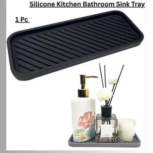 Silicone Kitchen Bathroom Sink Tray Organiser Sponge Holder Caddy Organizer - Picture 1 of 4