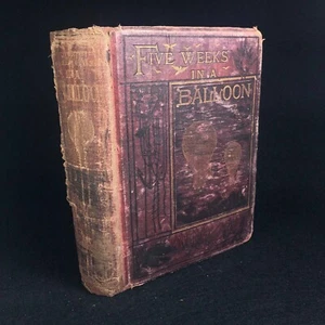 Five Weeks In A Balloon ~ Jules Verne ~ Sampson Low (UK 2nd Edition HC 1874) - Imagen 1 de 20