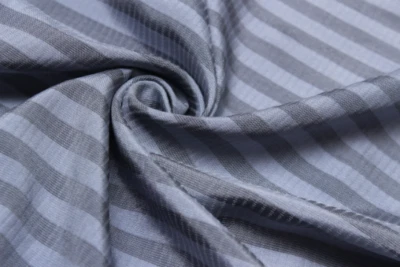 100%silk Dusty Blue Stripe Silk Fabric By the Half Yard F244 - Image 1 of 4