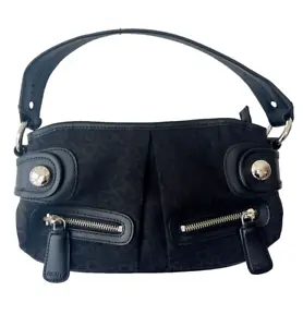 DKNY Bag Black Y2K Shoulder Cloth Faux Leather Shoulder Monogram Classic Vintage - Picture 1 of 24
