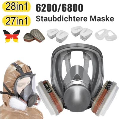 27 In1 6800 Staubmaske Gasmaske Lackiermaske Atemschutz Vollmasken mit 22 Filter