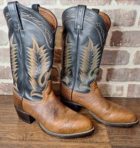 Tony Lama 6171 Men's Size 9.5 B (Narrow) Western Boot Two Tone Leather - Picture 1 of 23