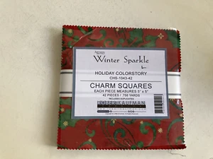 Winter Sparkle Holiday Colorstory Batiks by Robert Kaufman 5" Charm Pack, 42 pcs - Picture 1 of 1