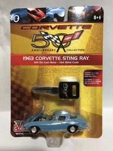 1963 Corvette blau mit Schlüssel 1:64 Racing Champions 78157 - Bild 1 von 1