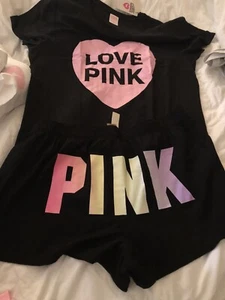 Victoria's Secret Pink Ombre Tee Shirt + Sleep Shorts Set XL NWT ❤️❤️❤️ - Picture 1 of 4
