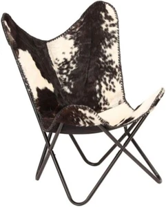 Silla de cuero real moderna vintage con acento mariposa asiento para dormir - Imagen 1 de 6