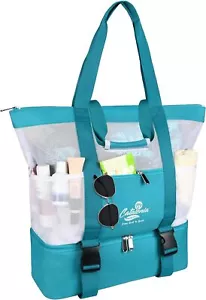 Catalonia Mesh Beach Tote Bag with Detachable Beach Cooler Large Tote for Women - Picture 1 of 8