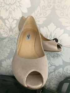 L.K. BENNETT Tostado Brillo Puntera Abierta Alpargata Cuñas Talla 36/US 6 $345 - Imagen 1 de 7